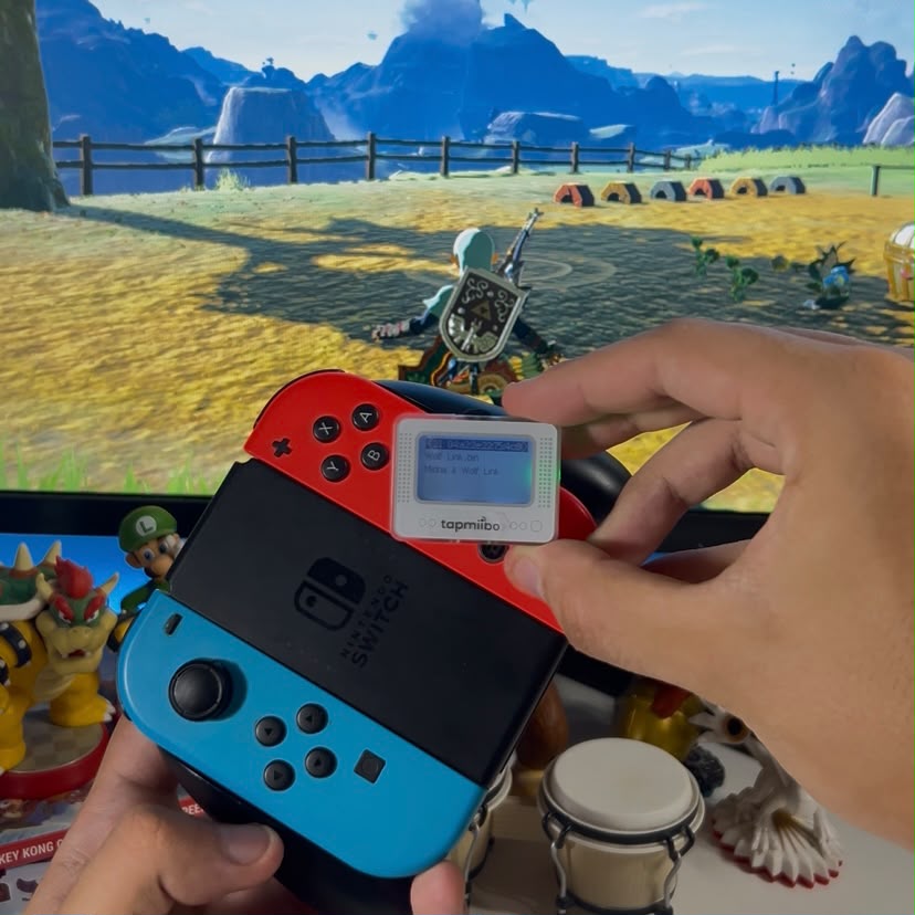 Tapmiibo sobre el lector NFC de un Joy-Con